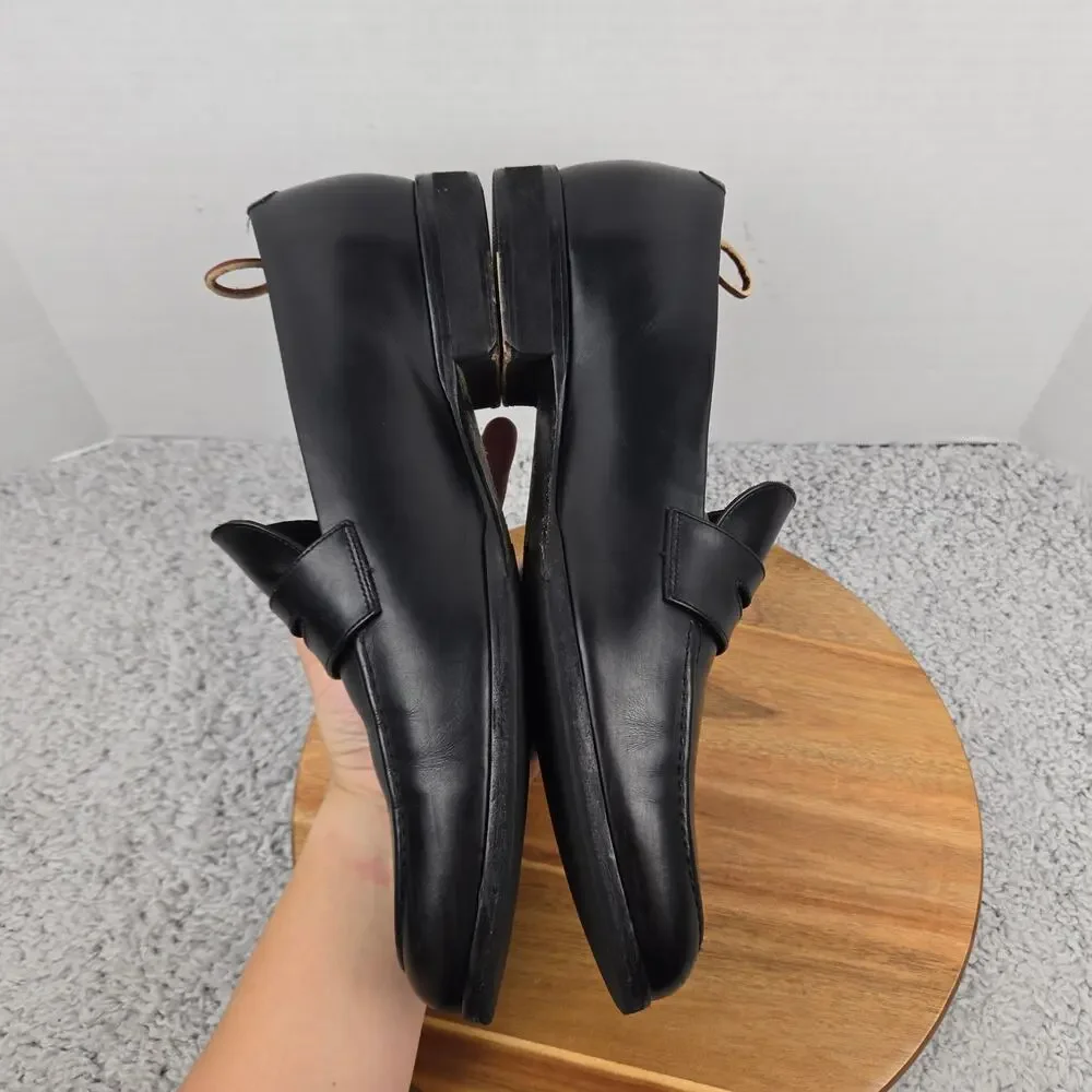 Wolf and Shepherd Men 14 Ringer Black Leather Business Casual Daily Penny Loafer